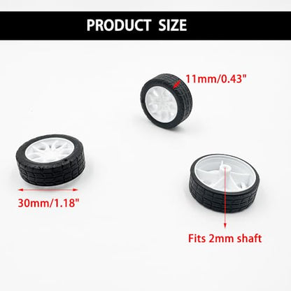 10PCS Toy Car Wheels 30mm Rubber Tire with 5PCS Shaft Round Axles for for DIY Model Toy RC Car Accessories (2X30MM) - style: 2X30MM