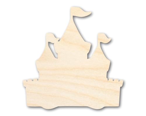 Unfinished Wood Fairytale Castle Silhouette Medieval Craft up to 46" DIY 10" / 3/4" - size: 10", style: 3/4" Thick Wood