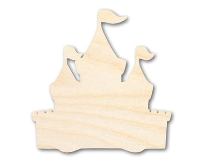 Unfinished Wood Fairytale Castle Silhouette Medieval Craft up to 46" DIY 10" / 3/4" - size: 10", style: 3/4" Thick Wood