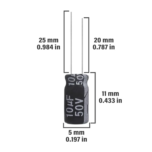 10uF 50V 5x11mm Electrolytic Capacitor 10 UF MFD 50 Volt 0.2x0.43in Aluminum Capacitors (Pack of 15) - style: 10uF 50V 5x11MM