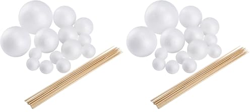 Pllieay Make Your Own Solar System Model with 14 Mixed Sized Polystyrene Spheres Balls and 10 Pieces 24 cm Long Bamboo Sticks for School Projects (Pack of 2) - size: 24 PCS Solar System Model Kit (Pack of 2)