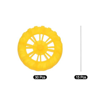 MECCANIXITY 30pcs Toy Car Tires 30mm OD, 8mm Thick, RC Model Car Wheels with 2mm OD x 150mm Long Shaft for Craft Project Hobby, Yellow - color: Yellow, size: 30mmx8mm 2mmx150mm