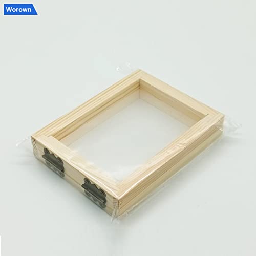 Worown A7 Paper Making Screens, Small Wooden Papermaking Mould & Deckle, (4 x 5 Inch) Paper Making Frames for DIY Craft and Dried Flower Handcrafts - size: 4*5 inch