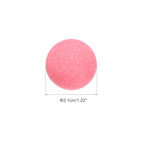 PATIKIL Wool Felt Balls Beads Wool Felting Pom 3.1cm 31mm Pink for Home Crafts Handcrafts Project DIY Pack of 10 - color: Pink