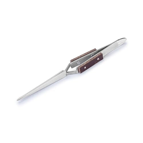 Huron Tweezers, Cross-Lock Slotted Round End, 6.5" (1/3/10 pc) (1 pc) - style: Cross-Lock Slotted Round End, 6.5"