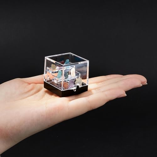 NBEADS 1 Set Natural Gemstone Collection Gift Box, 1.34x1.46x1.38 Inch Square Acrylic Tiered Display Case, Rare Mineral Specimens for Mineral Enthusiasts,Geography Enthusiast Home Decor, Small - size: 1.34x1.46x1.38 Inch