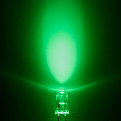 CHANZON 100 pcs 5mm Green LED Diode Lights(DC 3V 20mA) - color: D) Green, size: 5mm Round Top