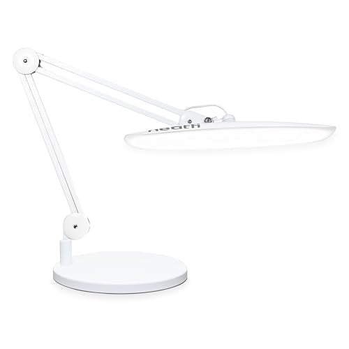 Neatfi XL 2200 Lumens 24W LED Desk Lamp - 4-Level Dimmable Task Light | Home Office, Crafts & Workbench | 20-Inch Wide Head (White, Non-CCT with Base) - color: White, size: Non-CCT with Base
