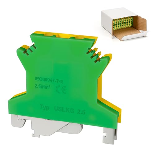 10Pcs USLKG2.5 Ground Circuit Connection Terminal Block, 2.5 mm²AWG - color: Green & Yellow, size: 10 Pcs