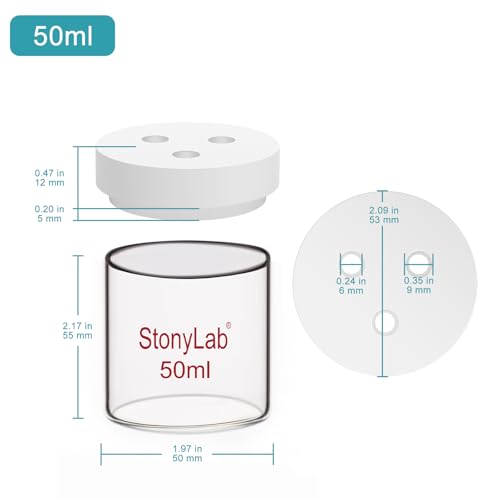 stonylab Single Chamber Non-Sealed Electrolytic Cell, Simple Three-Electrode Reaction Cell, Electrochemical Cell Kit Reactor Electrolyzer with PTFE Lid, No Electrode Included, 50 ml - size: 50 ml