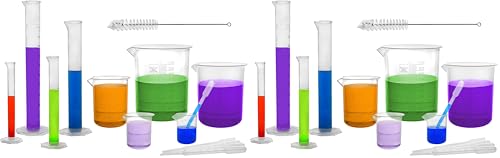 EISCO Ultimate Plastics Kit - 15 Piece Science Lab Set - Includes 5 Polypropylene Beakers, 4 Polypropylene Graduated Cylinders, 5 Disposable LDPE Pipettes & Nylon Cleaning Brush (Pack of 2) - size: 5.1 x 13 x 5.1 inches (Pack of 2)
