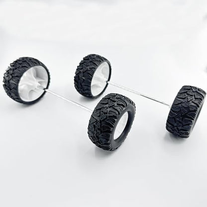 4PCS Toy Car Wheel Model Car Rubber Tire Wheels with Metal Shaft Round Rod Axles for RC Car Truck Robot DIY Model Toy Wheel Replace Parts (3x55mm) - style: 3x55mm