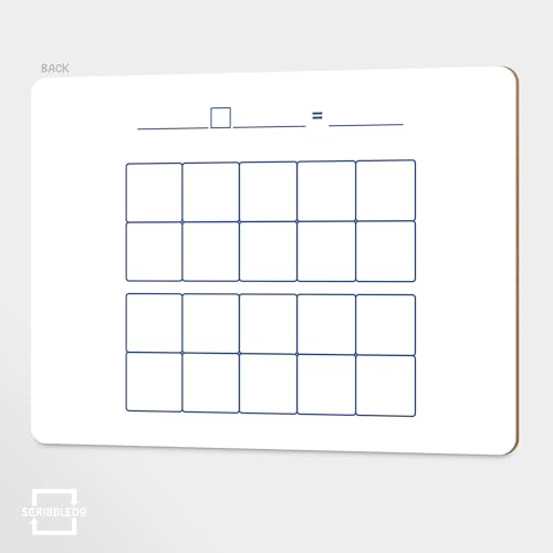 SCRIBBLEDO Dry Erase Ten Frame Area Model Board 9" x 12" Double Sided Whiteboard Math manipulatives for Kids - Area Model and 2 Ten Frames Math Practice for Addition Subtraction and Multiplication