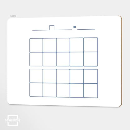 SCRIBBLEDO Dry Erase Ten Frame Area Model Board 9" x 12" Double Sided Whiteboard Math manipulatives for Kids - Area Model and 2 Ten Frames Math Practice for Addition Subtraction and Multiplication