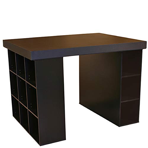 Project Center Desk with Bookcase and 3 Bin Cabinet-Black - color: Black