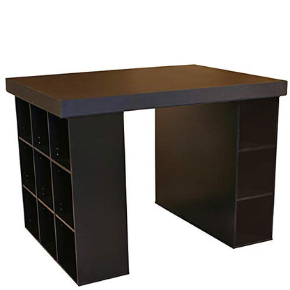 Project Center Desk with Bookcase and 3 Bin Cabinet-Black - color: Black