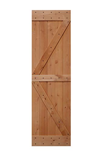 LUBANN 24 in. x 84 in. Rustic British-Brace Hardwood Barn Door Unfinished Knotty Alder Solid Wood Barn Door Slab - size: 24X84 British Brace