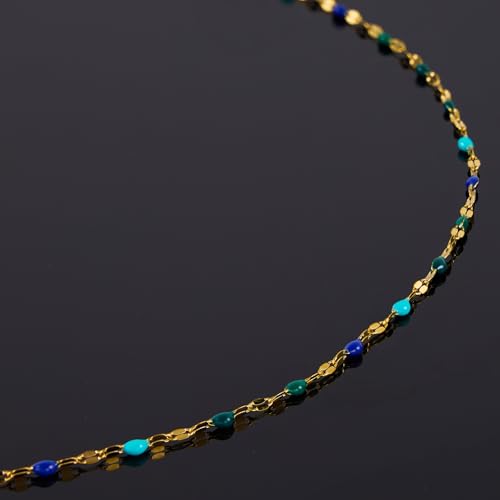 UMAOKANG 16.4 Feet Gold Plated Stainless Steel Jewelry Making Chain Roll - color: Gold-Blue Colorful