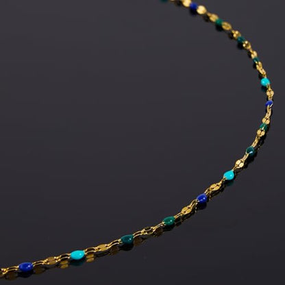 UMAOKANG 16.4 Feet Gold Plated Stainless Steel Jewelry Making Chain Roll - color: Gold-Blue Colorful