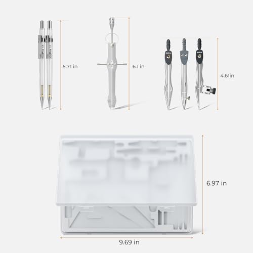 Nicpro 22 PCS Compass Geometry Tools with Case, Drafting Tool Geometry Set
