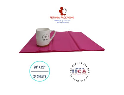Cerise Pink Tissue Paper Squares, Bulk 24 Sheets, Premium Gift Wrap and Art Supplies for Birthdays, Holidays, or Presents by Feronia packaging, Large 20 Inch x 26 Inch - color: CerisePink