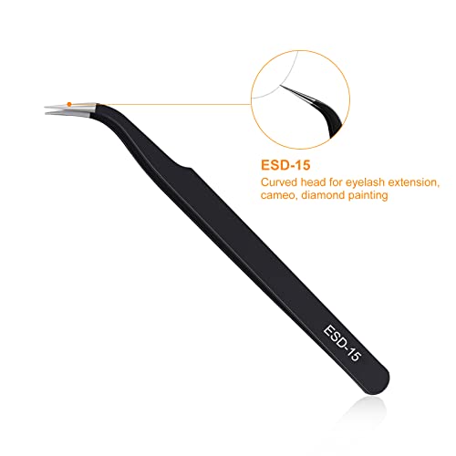 kaverme 3PCS Precision Tweezers Set, Upgraded Anti-Static Stainless Steel