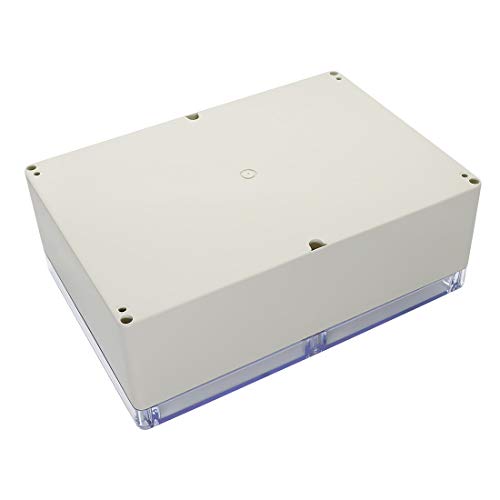 LeMotech ABS Plastic Junction Box Dustproof Waterproof IP65 Electrical Enclosure Box Universal Project Enclosure Grey with PC Transparent Clear Cover 10.4 x 7.2 x 3.7 inch (263 x 182 x 95 mm) - size: 10.4" x 7.2" x 3.7"