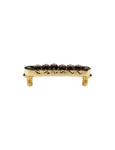 Guyker Guitar Roller Saddle Bridge - Tune-O-Matic Bridges with Post Hole 4.2mm Replacement Compatible with Gibson Les Paul LP SG 6 String Electric Guitar BM015 (Golden) - color: Golden