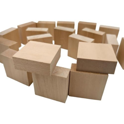 20PCS Unfinished Basswood Blocks for Crafts, Wood Craft Panels for Art, Engraving, Painting, DIY Projects, Chip Carving, Fretwork (1.96 x 1.96 x 0.78 in) - size: 1.96 x 1.96 x 0.78 in