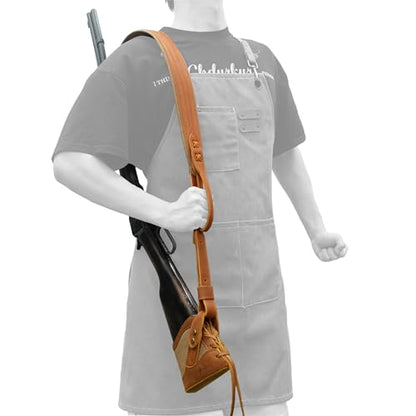 WAYNE'S DOG No Drill Leather Rifle Sling with Slip-on Recoil Pad and Barrel Mount fit for Lever Action Rifles, Shotguns - color: Brown, size: Canvas & Leather