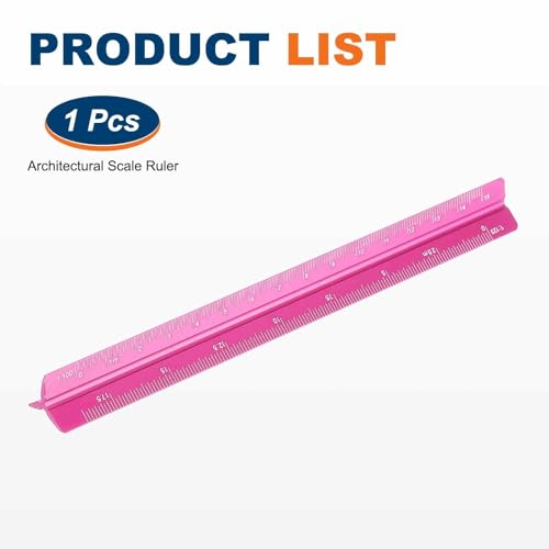 HARFINGTON Architectural Scale Ruler 7" Metric Aluminum Alloy Rose Red - color: Rose Red, size: 7 Inch