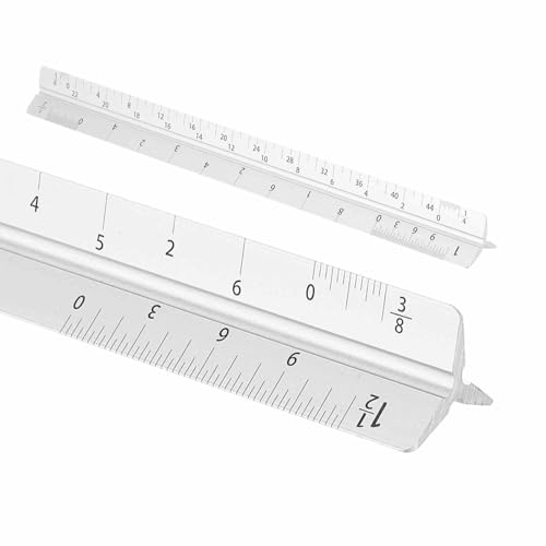 HARFINGTON Architectural Scale Ruler, 7 Inch Standard Aluminum Alloy Architect Triangular Small Scale Laser-Etched Blueprint Drafting Ruler for Architects Engineers, Silver - color: Silver, size: 7 Inch