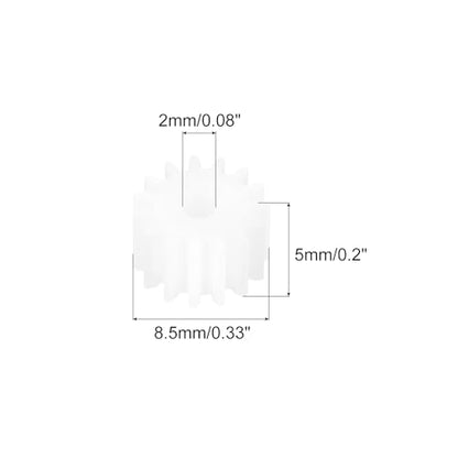 MECCANIXITY 50 Pcs Plastic Gears 15 Teeth Plastic Motor Gear Model 152A Reduction Gear for RC Car Model DIY Robot (White, Module 0.5) - style: 15 Teeth