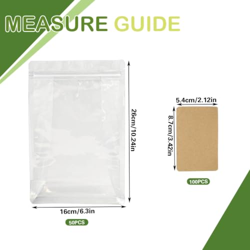 50 PCS Clear Vinyl Pocket Greenhouses with Kraft Paper Cards