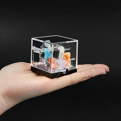 NBEADS 1 Set Natural Gemstone Collection Gift Box, 1.96x2.04x2.04 Inch Square Acrylic Tiered Display Case, Rare Mineral Specimens for Mineral Enthusiasts,Geography Enthusiast Home Decor, Medium - size: 1.96x2.04x2.04 Inch