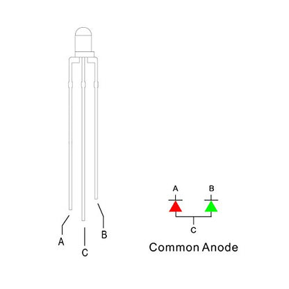 100pcs 3mm Red & Green Lights Bi-Color LED Diodes Common Anode Clear Round Lens +200pcs Resistors (for DC 6-12V) Included, Bright Bulb Lamps Light Emitting Diode - color: [13] Red&green (Common Anode) / 100pcs, style: [A] 3mm Constant Light