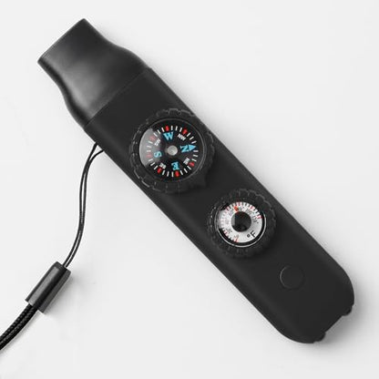 Emergency Survival Safety Whistle，Whistle for Kids with Lanyard,Compass,Thermometer,Ideal for Kayaking, Boating, Hiking, Camping, Climbing - color: Black 2pcs