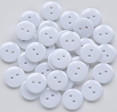 200pcs 5/8 Inch(15mm) White Buttons 2 Holes Resin Button for Sewing Clothing OR DIY Crafts - color: White
