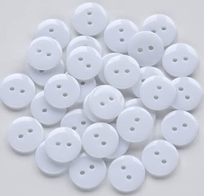 200pcs 5/8 Inch(15mm) White Buttons 2 Holes Resin Button for Sewing Clothing OR DIY Crafts - color: White