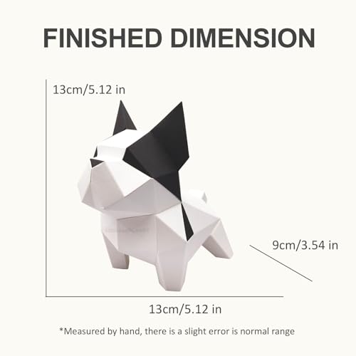 Bulldog 3D Origami Paper Craft Kit, Easy DIY Pre-Cut Puppies Paper Sculpture Model for Adults, Cute Animal Handmade Home Decor Papercraft Gift Set for Beginners