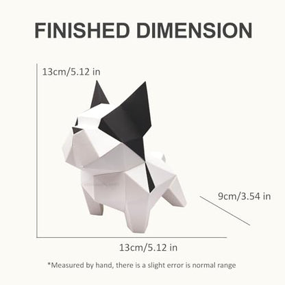 Bulldog 3D Origami Paper Craft Kit, Easy DIY Pre-Cut Puppies Paper Sculpture Model for Adults, Cute Animal Handmade Home Decor Papercraft Gift Set for Beginners