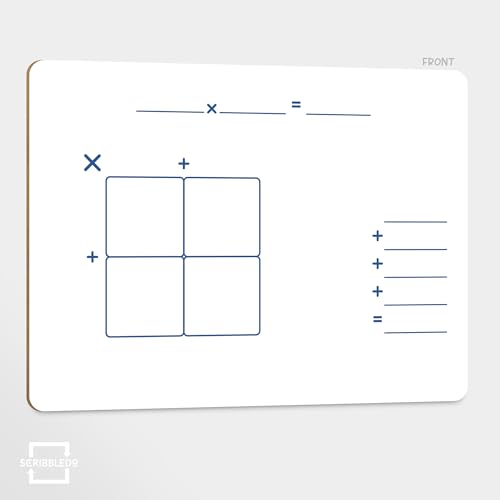 SCRIBBLEDO Dry Erase Ten Frame Area Model Board 9" x 12" Double Sided Whiteboard Math manipulatives for Kids - Area Model and 2 Ten Frames Math Practice for Addition Subtraction and Multiplication