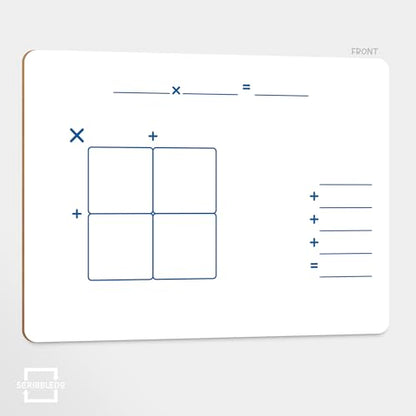 SCRIBBLEDO Dry Erase Ten Frame Area Model Board 9" x 12" Double Sided Whiteboard Math manipulatives for Kids - Area Model and 2 Ten Frames Math Practice for Addition Subtraction and Multiplication
