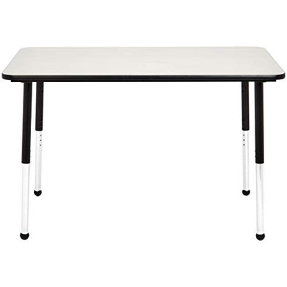 Amazon Basics Adjustable Height Rectangular Classroom Activity Table, Writing Desk for School and Home, Grey Top/Black Edge, 47" W x 29" L x 30" H