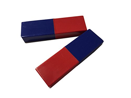 United Scientific MPC080 Red and Blue Plastic Cover Bar Magnet, 80mm L x 15mm W x 10mm T