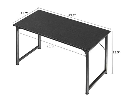 Huuger 48 Inch Office & Gaming Desk with Storage, Modern Simple Design, Large Legroom, Black Metal Frame - color: Black, size: 48inch