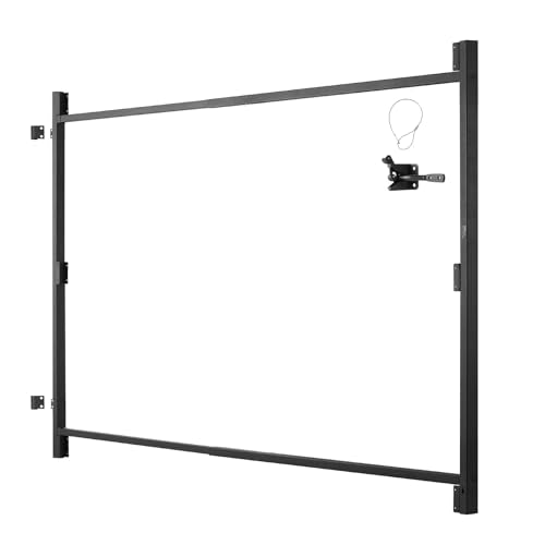 VEVOR Gate Building Kit, Fits 60 to 96 in Wide Openings, Up from 4 to 5 ft High Fence, Adjustable Gate Building Kit, Anti Sag Full Gate Frame Kit with Latch Lock and Screws, for Wooden Fence, Iron - size: 60"-96" wide openings, 4'-5' high