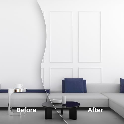 Peel and Stick Premade Wall Molding Kit, 3 Set Wainscoting - color: White-Modern A
