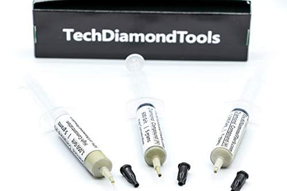 TechDiamondTools Diamond Polishing Paste Kit — 3 Grits (600, 1050, 1500) | USA Made | Oil-Based Syringes | Progressive Polishing Set for Metal, Glass, Gemstone, Knife, Jewelry | 50% Diamond Powder - size: 600 1050 1500 Grit, style: High 50% concentration