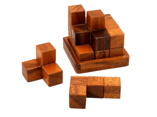 BSIRI Soma Puzzle Cube Wooden Toy Brain Teaser Desk Board Games Adults Master Block Christmas Mind Magic Benders Wood Hand Cube Family Teens Classic (Pack of 2) - size: 7.3 cm x 7.3 cm x 7.3 cm (Pack of 2)
